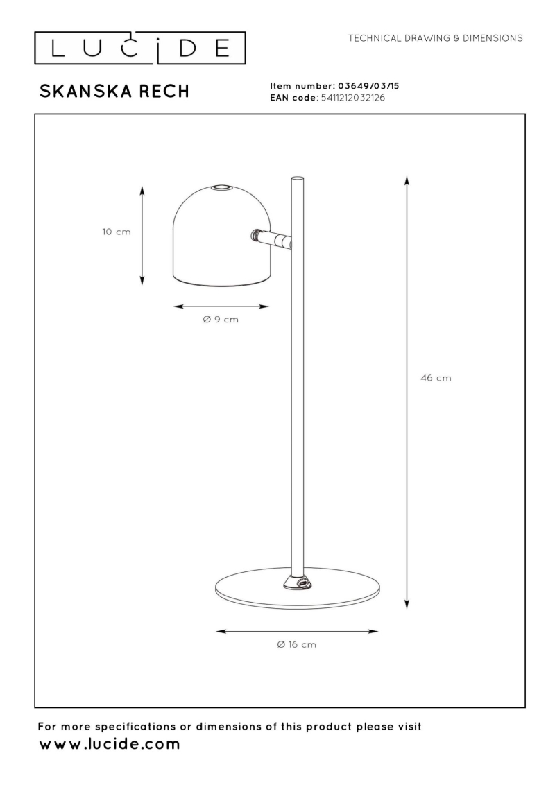 Lucide SKANSKA RECH - Rechargeable Desk lamp Indoor/Outdoor - Battery pack - LED Dim. - CCT - 1x3W 3000K/6000K - IP44 - Grey iron